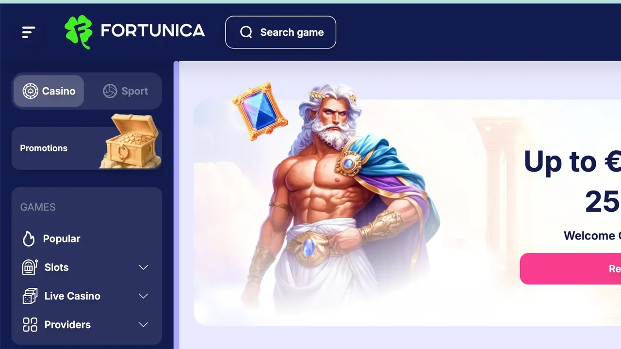 Fortunica official casino website screenshot