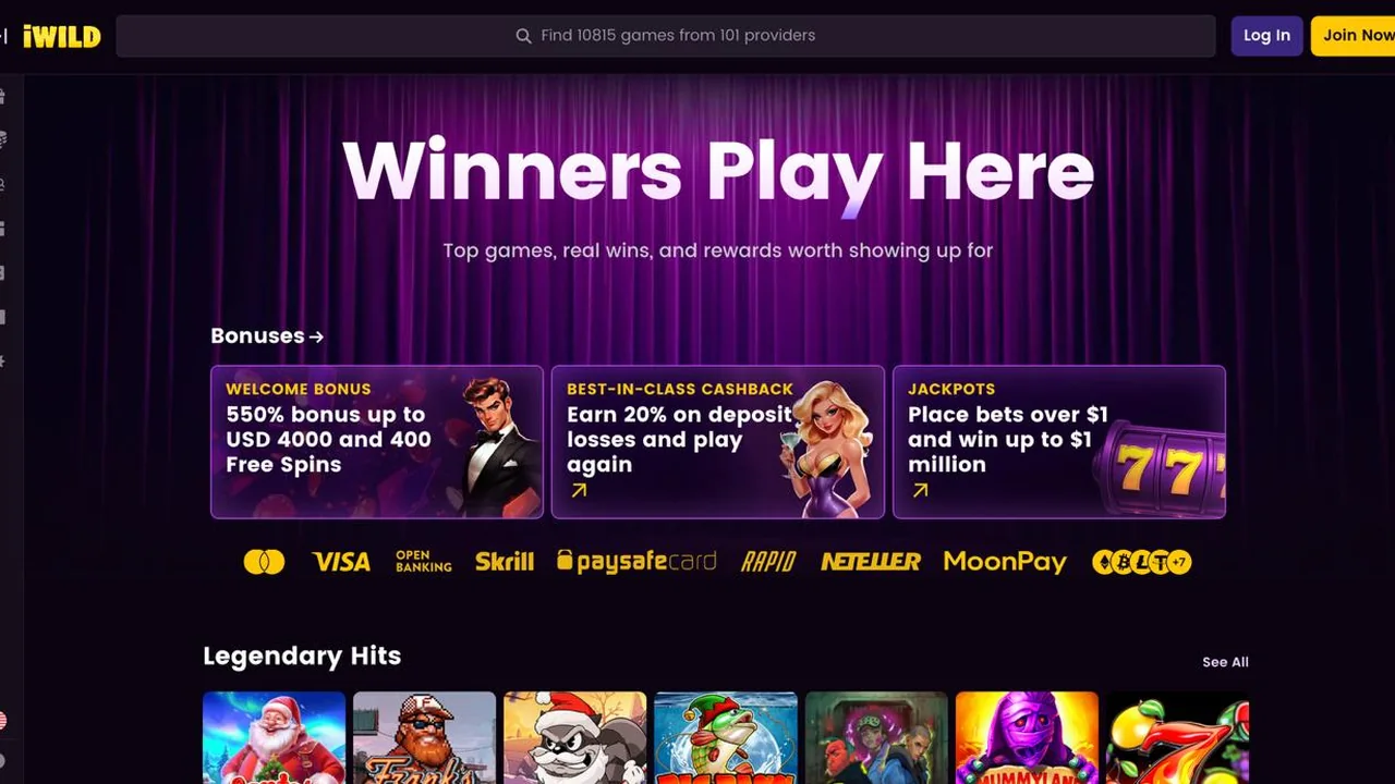 iWild official casino website screenshot