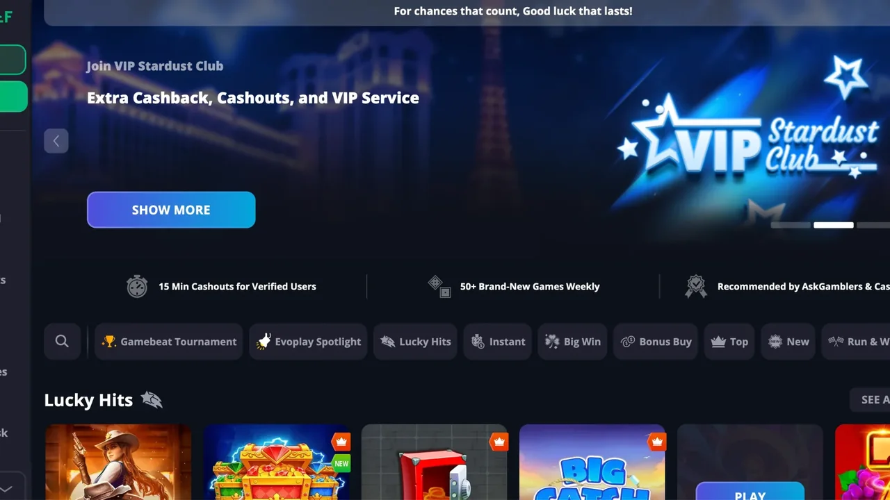Lucky Elf Casino official casino website screenshot