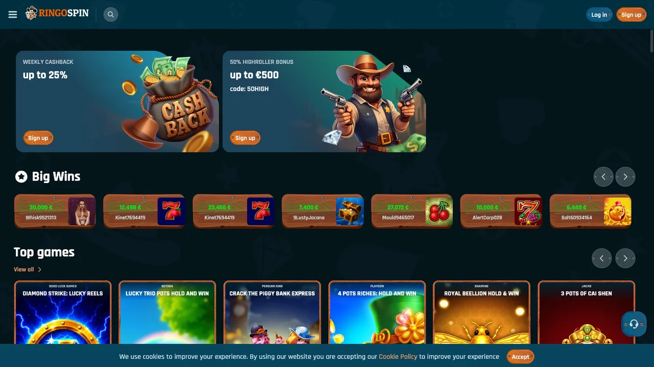 RingoSpin official casino website screenshot