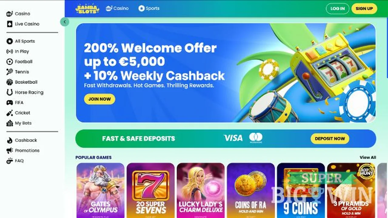 Samba Slots official casino website screenshot