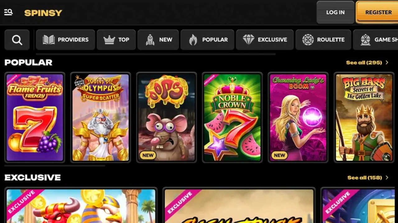 Spinsy official casino website screenshot