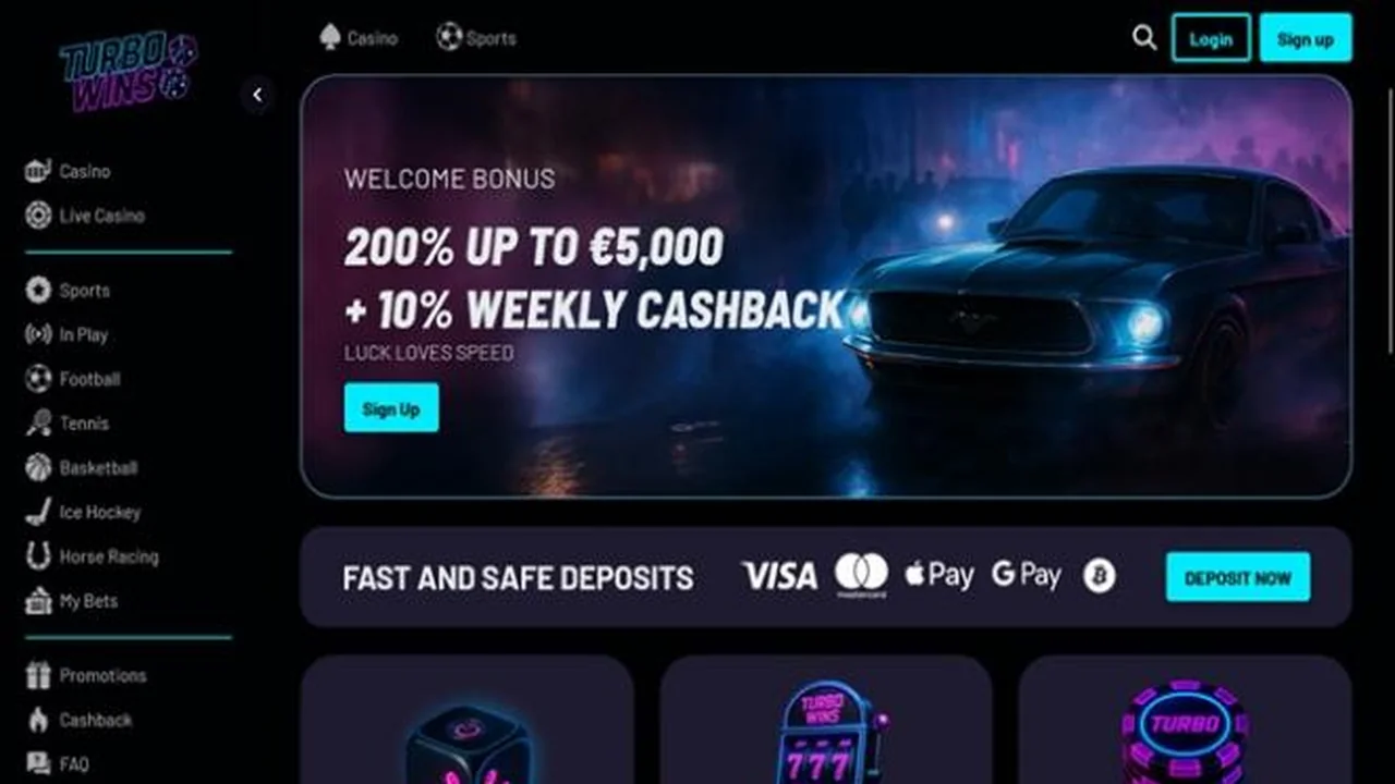 Turbo Wins official casino website screenshot