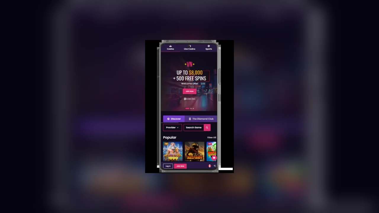 Vegas Now Casino official casino website screenshot