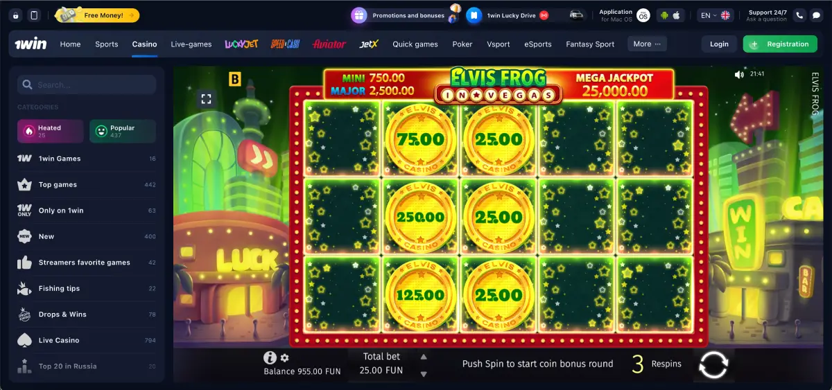 Elvis Frog demo coin respin feature Elvis Frog demo coin respin feature
