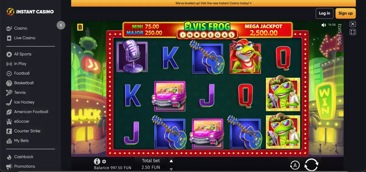 Elvis Frog at Instant casino demo and for real money