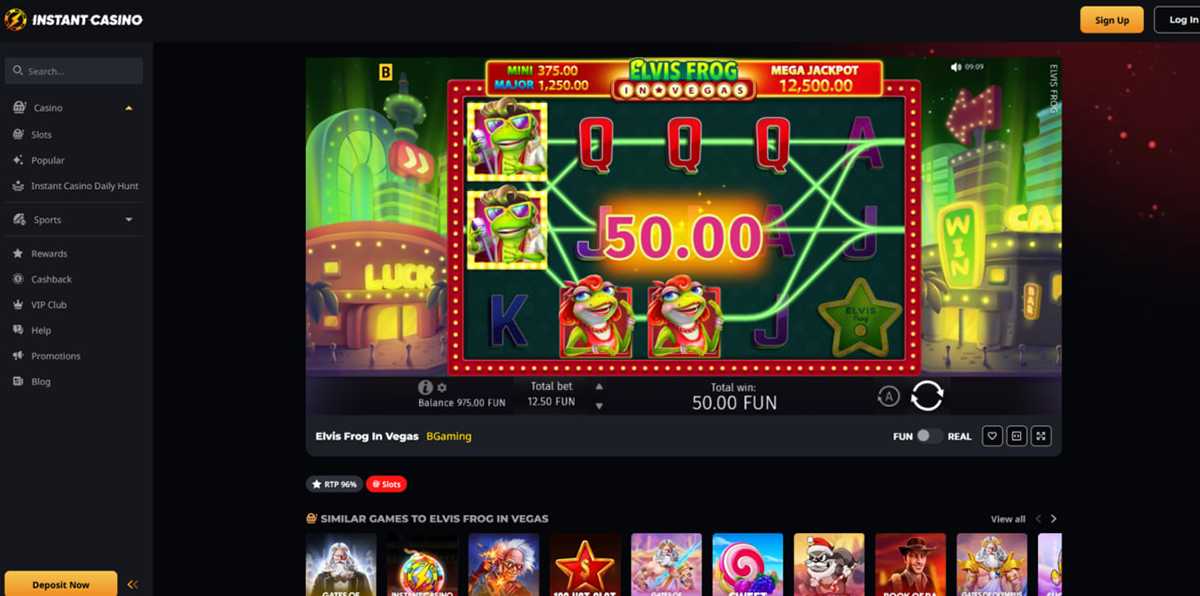 Elvis Frog in Vegas symbols and payouts table